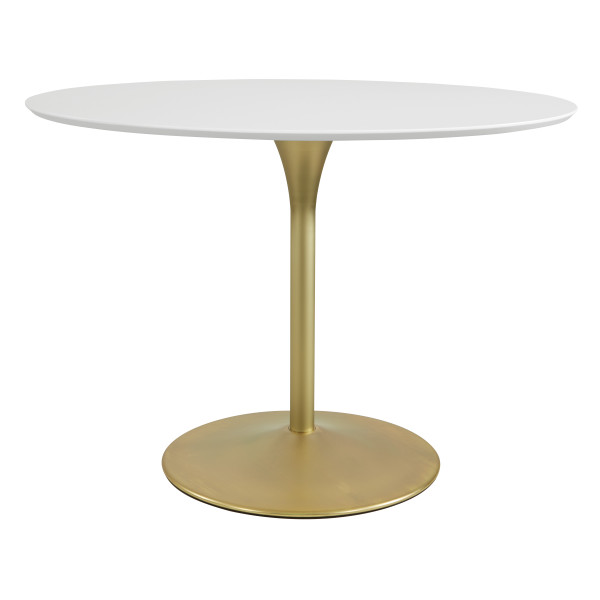 Office Star Flower Dining Table - White/Brass FLWT433-BP