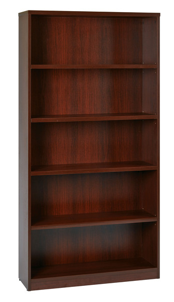 Office Star 36Wx12Dx72H 5-Shelf Bookcase With 1" Thick Shelves - - Mahogany LBC361272-MAH