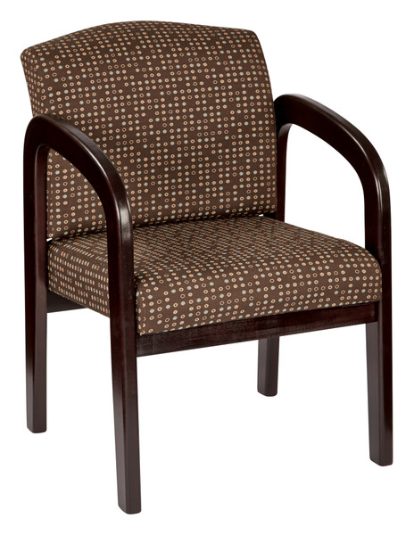 Office Star Fabric Mahogany Finish Wood Visitor Chair - Cocoa WD383-K104