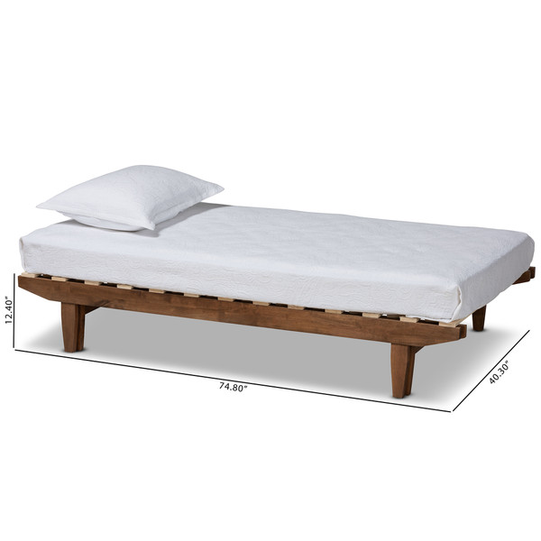 Baxton Studio Hiro Modern And Contemporary Walnut Finished Wood Expandable Twin Size To King Size Bed Frame MG0036-Walnut-Extension Bed