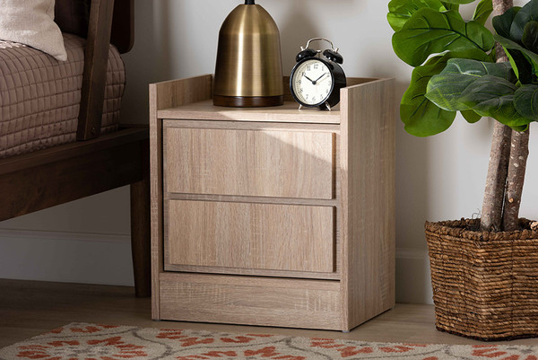 Baxton Studio Hale Modern And Contemporary Oak Finished Wood 1-Drawer Nightstand ET8003-Oak-NS