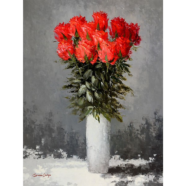 AFD Home Red Flower Vase Gallery Wrap Wall Decor 11158209