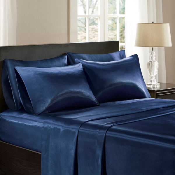 Satin Wrinkle-Free Luxurious 6-Piece Sheet Set Cal King By Madison Park Essentials MPE20-914
