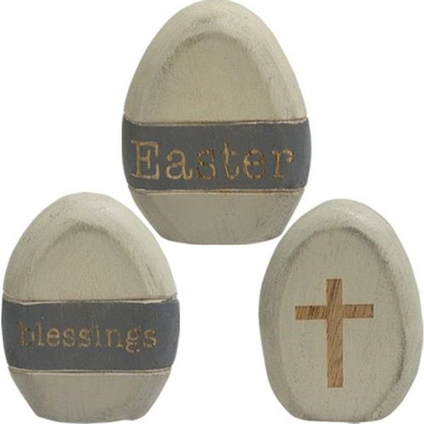 3/Set Easter Blessings Egg Shelf Sitters G35379 By CWI Gifts