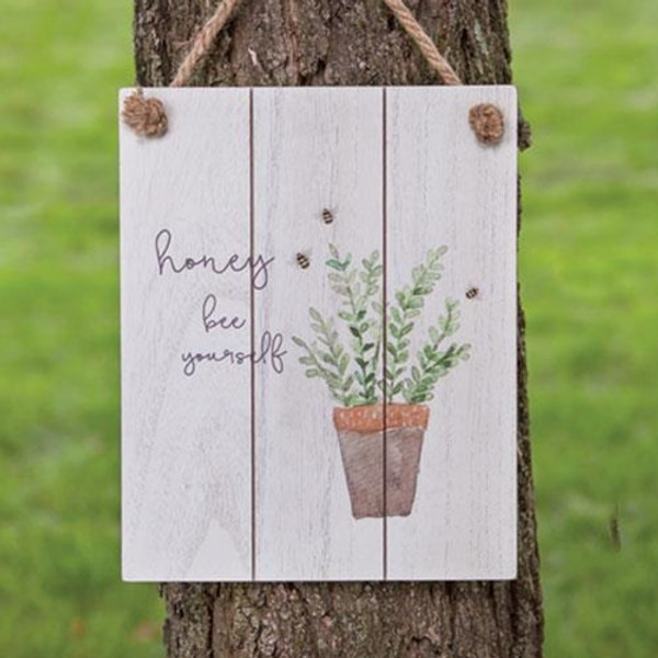 *Honey Bee Yourself Distressed Shiplap Sign G90983 By CWI Gifts