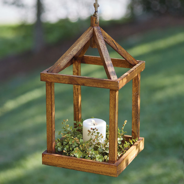 CTW Home Simple Open Wood Lantern 370434