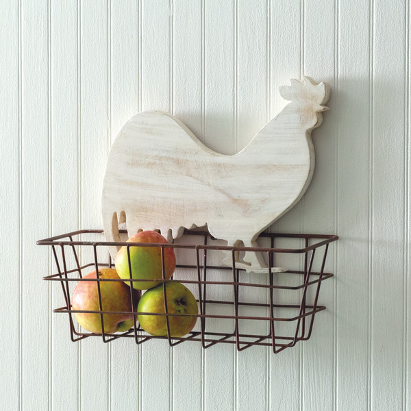 CTW Home Rustic Rooster Basket 370474