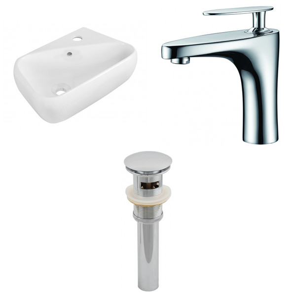 17.5" W Above Counter White Vessel Set For 1 Hole Right Faucet AI-26273