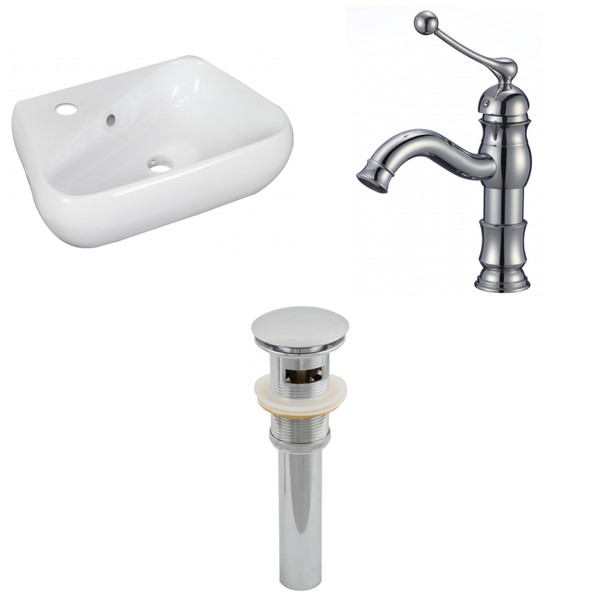 17.5" W Above Counter White Vessel Set For 1 Hole Left Faucet AI-26288