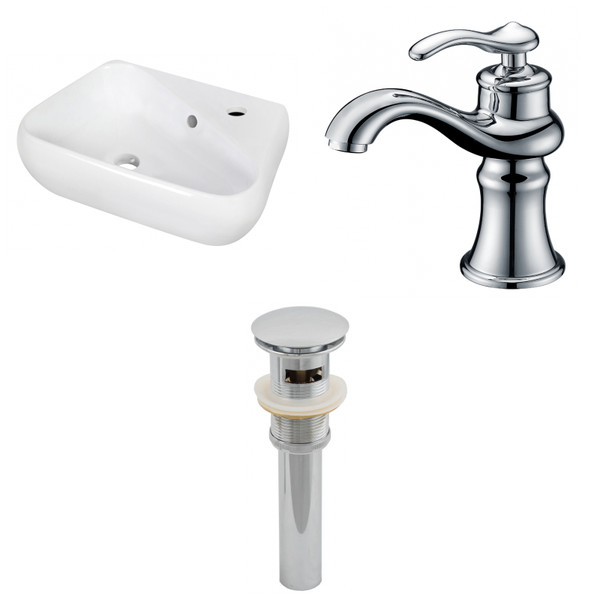 17.5" W Above Counter White Vessel Set For 1 Hole Right Faucet AI-26290