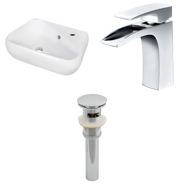 17.5" W Above Counter White Vessel Set For 1 Hole Right Faucet AI-26293