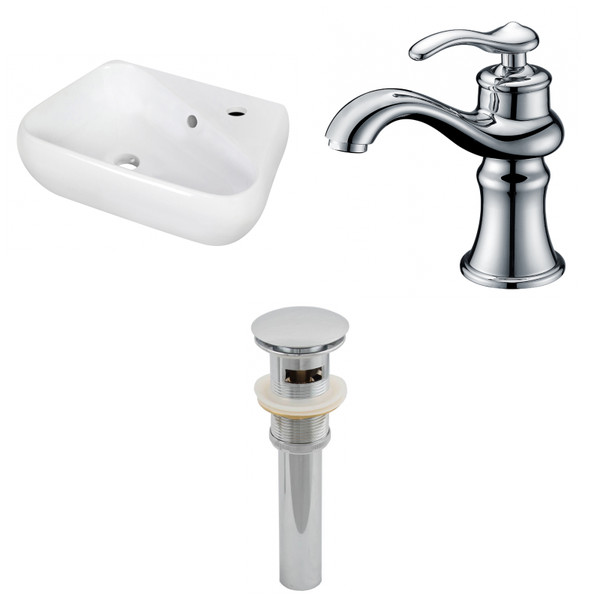 17.5" W Wall Mount White Vessel Set For 1 Hole Right Faucet AI-26302