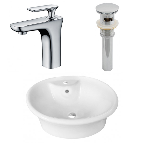 19" W Above Counter White Vessel Set For 1 Hole Center Faucet AI-26322