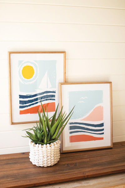 Set Of Two Seaside Prints Under Glass CHH1361 By Kalalou