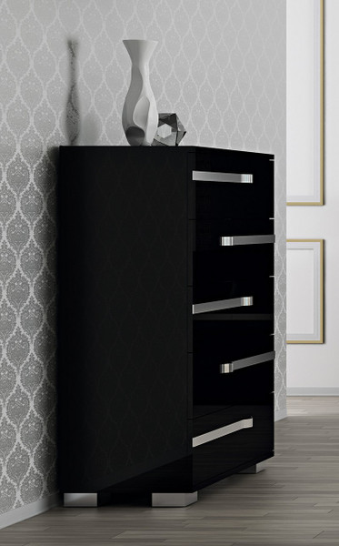 Volare Black 5-Drawers Chest - SKUVOBBLCM02 by At Home USA