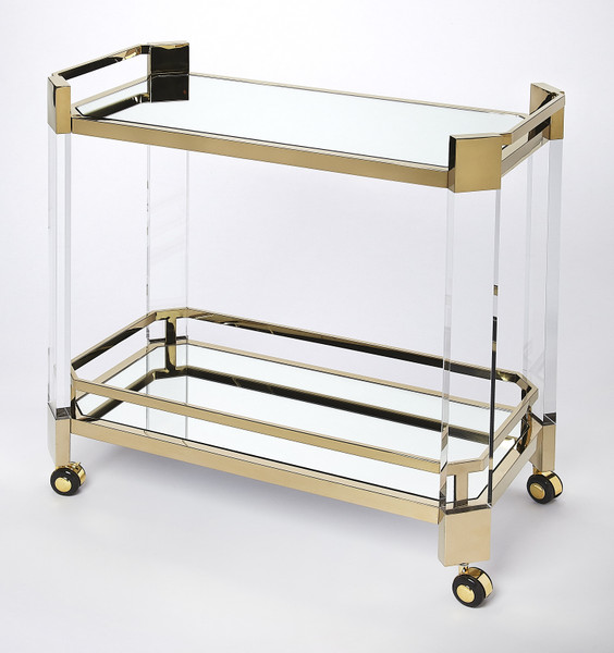 Butler Charlevoix Acrylic & Gold Serving Cart 5408335