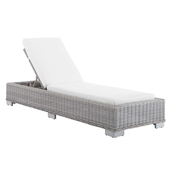 Modway Conway Sunbrella Outdoor Patio Wicker Rattan Chaise Lounge EEI-3978-LGR-WHI
