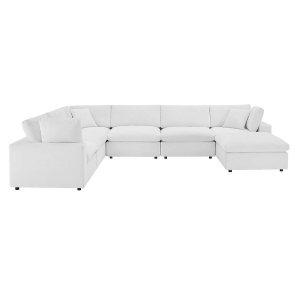Modway Commix Down Filled Overstuffed Performance Velvet 7-Piece Sectional Sofa EEI-4825-WHI