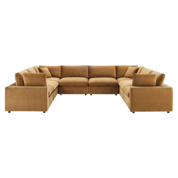 Modway Commix Down Filled Overstuffed Performance Velvet 8-Piece Sectional Sofa EEI-4826-COG