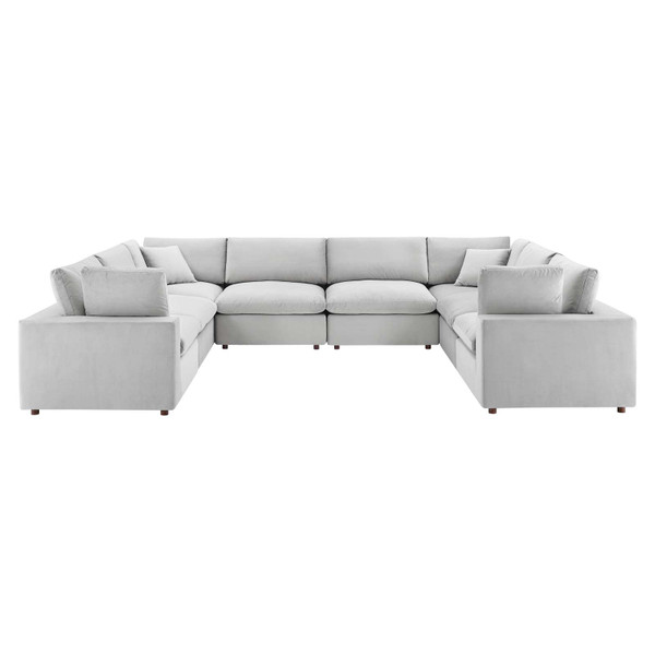 Modway Commix Down Filled Overstuffed Performance Velvet 8-Piece Sectional Sofa EEI-4826-LGR