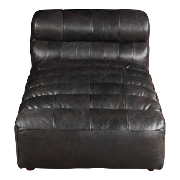 Moes Home Ramsay Leather Chaise Antique Black QN-1010-01