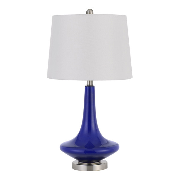 Calighting 100W Kleve Glass Table Lamp With Taper Drum Hardback Linen Shade (Priced And Sold As Pairs) BO-2960TB-2