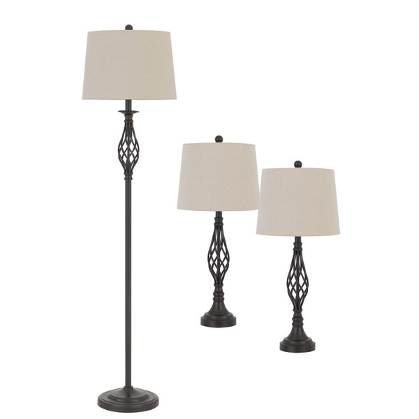Calighting 100W Table And Floor Lamp. 1 Floor And 2 Table Lamps Packed In One Box BO-2963-3