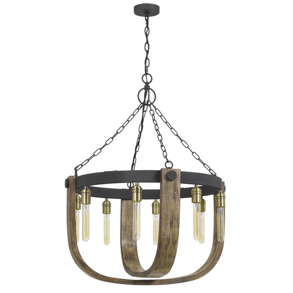 Calighting 60W X 8 Apulia Metal/Wood Chandelier (Edison Bulbs Are Not Included) FX-3730-8