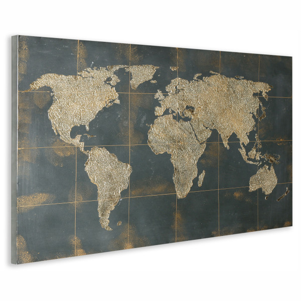 Vertuu Map Of World I Hand Painted On Metal 01-00985