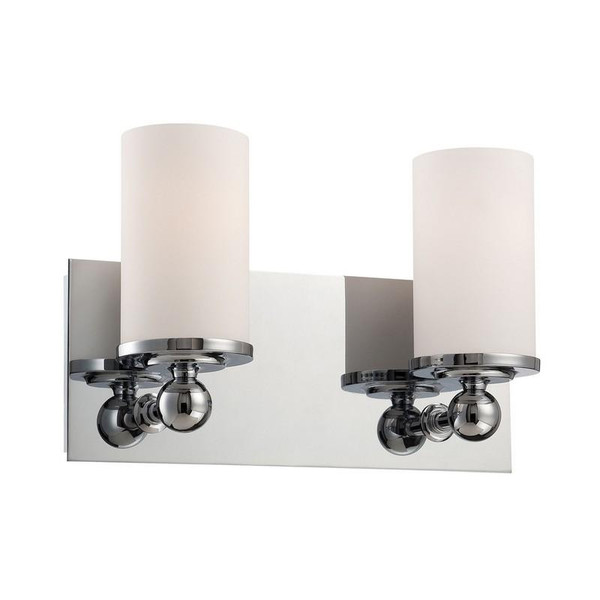 Alico Adam 2 Light Vanity In Chrome And White Opal Glass BV2242-10-15