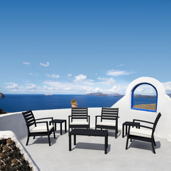 Compamia Artemis Xl Club Seating Set 7 Piece Black With Sunbrella Natural Cushions ISP004S7-BLA-CNA