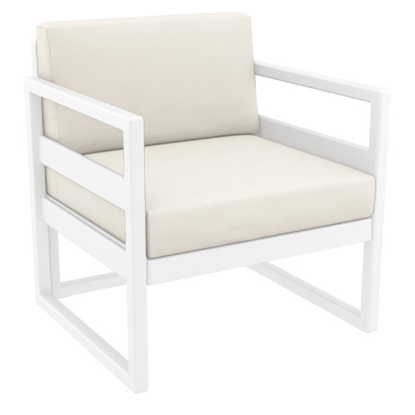 Compamia Mykonos Patio Club Chair White With Sunbrella Natural Cushion ISP131-WHI-CNA