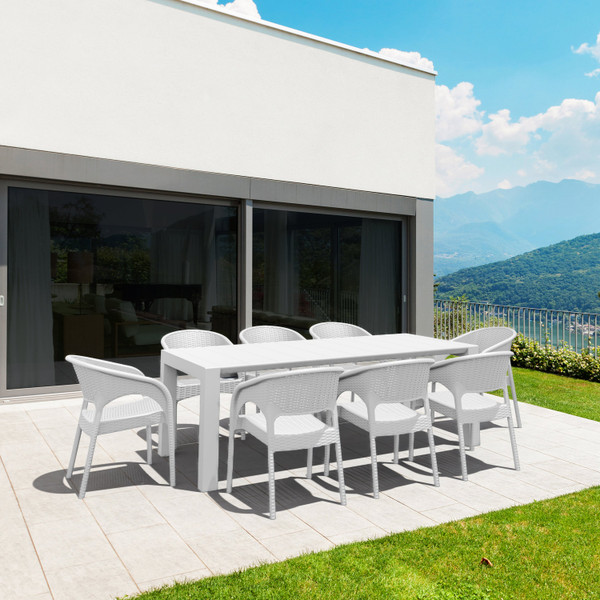 Compamia Panama Extendable Patio Dining Set 9 Piece White ISP8083S-WH