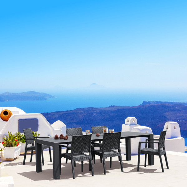Compamia Ibiza Extendable Wickerlook Dining Set 7 Piece Dark Gray ISP8101S-DG