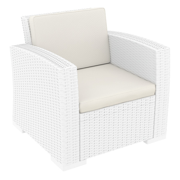 Compamia Monaco Resin Patio Club Chair White With Sunbrella Natural Cushion ISP831-WH