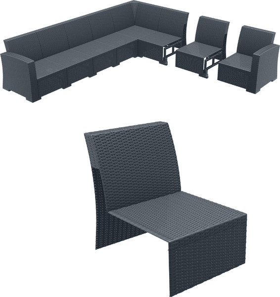 Compamia Monaco Sectional Extension Part Dark Gray With Sunbrella Natural Cushion ISP837-DG