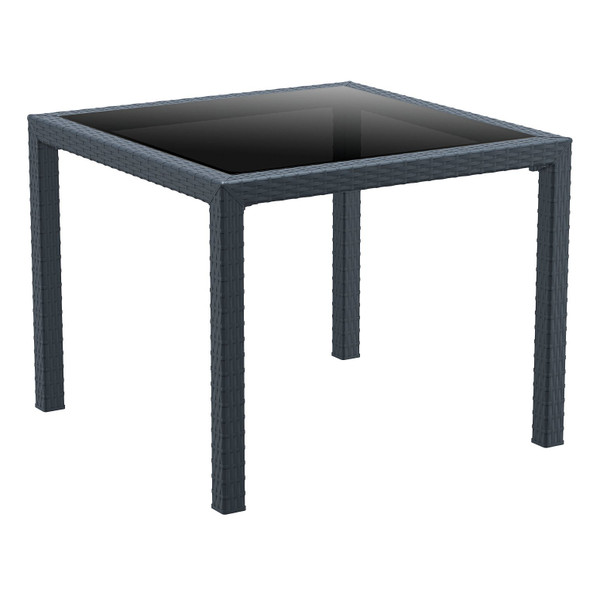 Compamia Miami Resin Wickerlook Square Dining Table Dark Gray 37" ISP870-DG