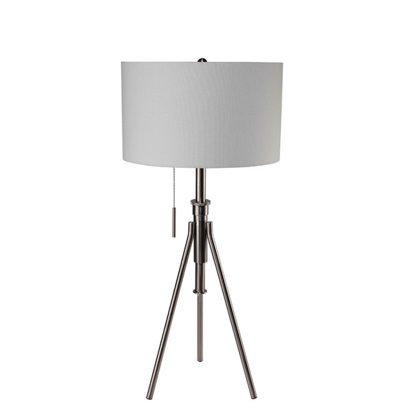 Ore International 31171T-SN 32.5" To 37.5"H Mid-Century Adjustable Tripod Silver Table Lamp