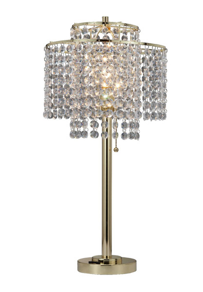 Ore International 735GY 26" In 2 Tier Holly Glam Gold Table Lamp W/ Charging Staiton And Usb Port