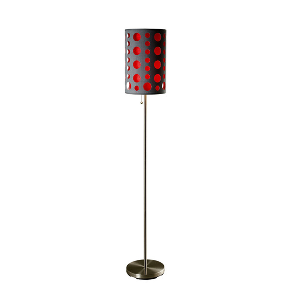 Ore International 9300F-GY-RD 62"In Modern Retro Grey-Red Floor Lamp