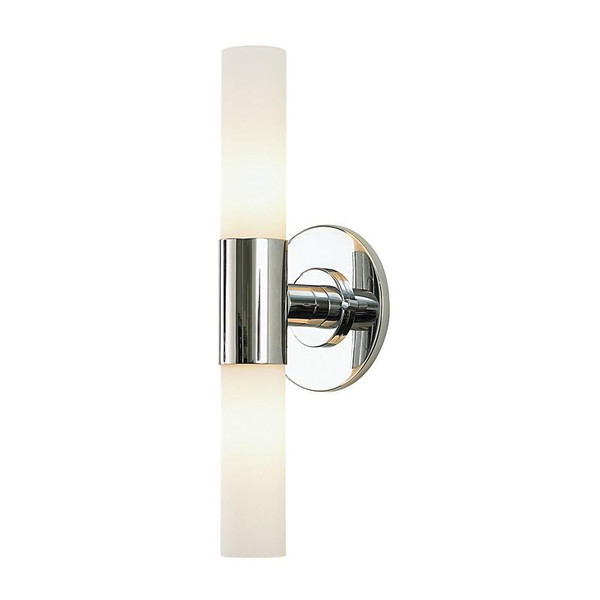 Double Cylinder 2Light Vanity In Chrome w/White Opal Glass BV820-10-15