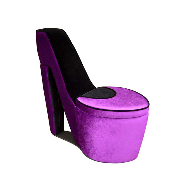 Ore International HB4357P Purple/Black High Heel Storage Chair