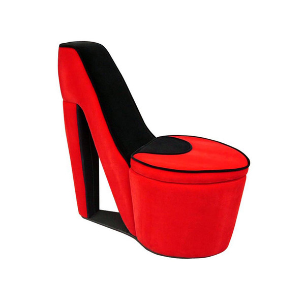 Ore International HB4357R Red/Black High Heel Storage Chair