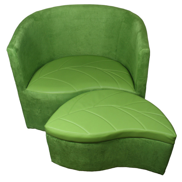 Ore International HB4481 29"H Green Suede Accent Chair W/ Storage Ottoman