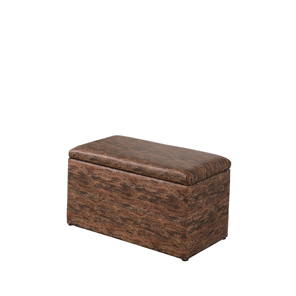 Ore International HB4794 18" In Brown Multicolor Leatherette Marble Pattern Storage Ottoman Hidden Tray + 1 Seat