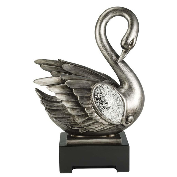 Ore International K-4218-D2 16.5"H Silver Decorative Swan Décor