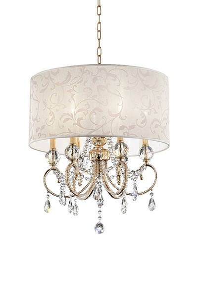 Ore International K-5155H 24.5" In Aurora Barocco Shade Crystal Gold Ceiling Lamp