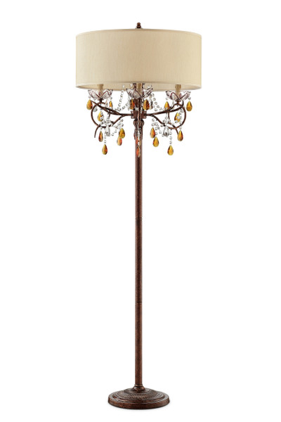 Ore International K-5157F 67.25" In Magnolia Bronze Crystal 4 Lights Candelabra Floor Lamp