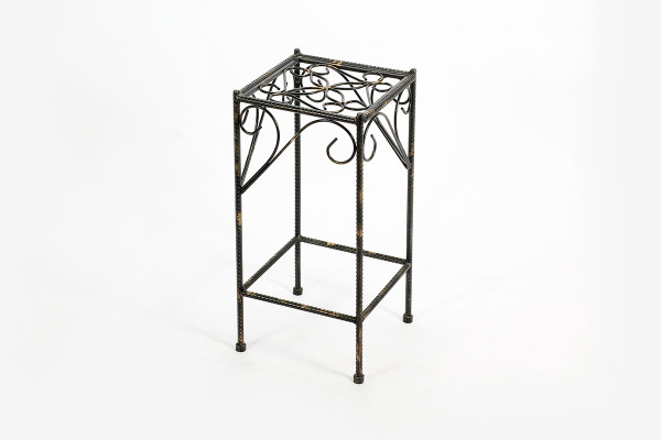 Ore International LB-1701 21.06" Medium Celtic Clover Square Black/Gold Cast Metal Plant Stand