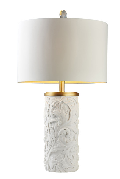 Ore International ORE-4300T 29.5" In Alba White/Gold Baroque Scroll Table Lamp